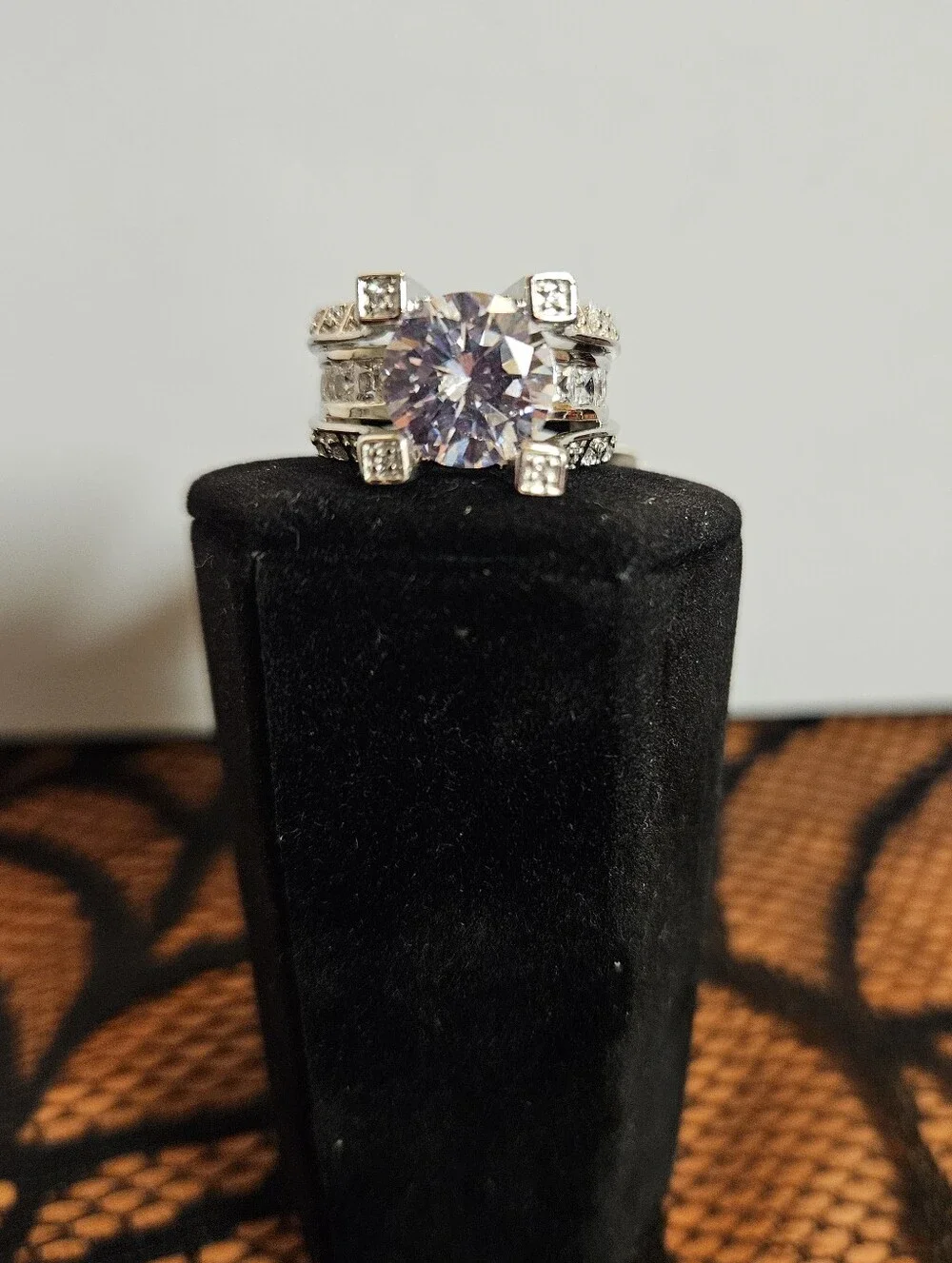 8.84CTW CZ BRIDAL SET / STATEMENT RING (5.35CTW DEW) -SIZE 6